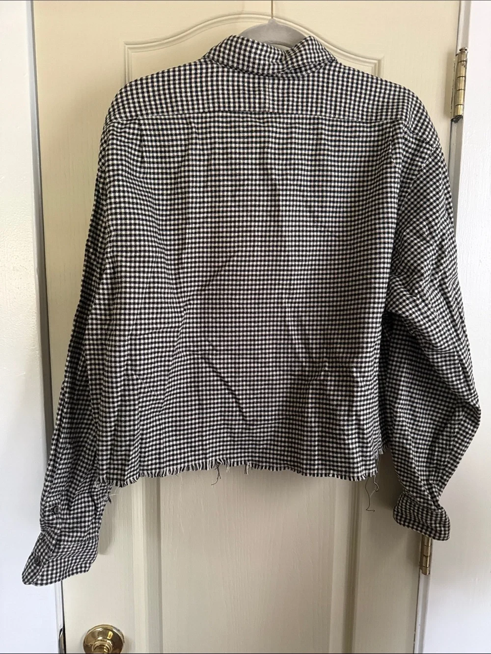 Ralph Lauren Cropped Black and White Gingham Button-Up Top - Picture 4 of 4
